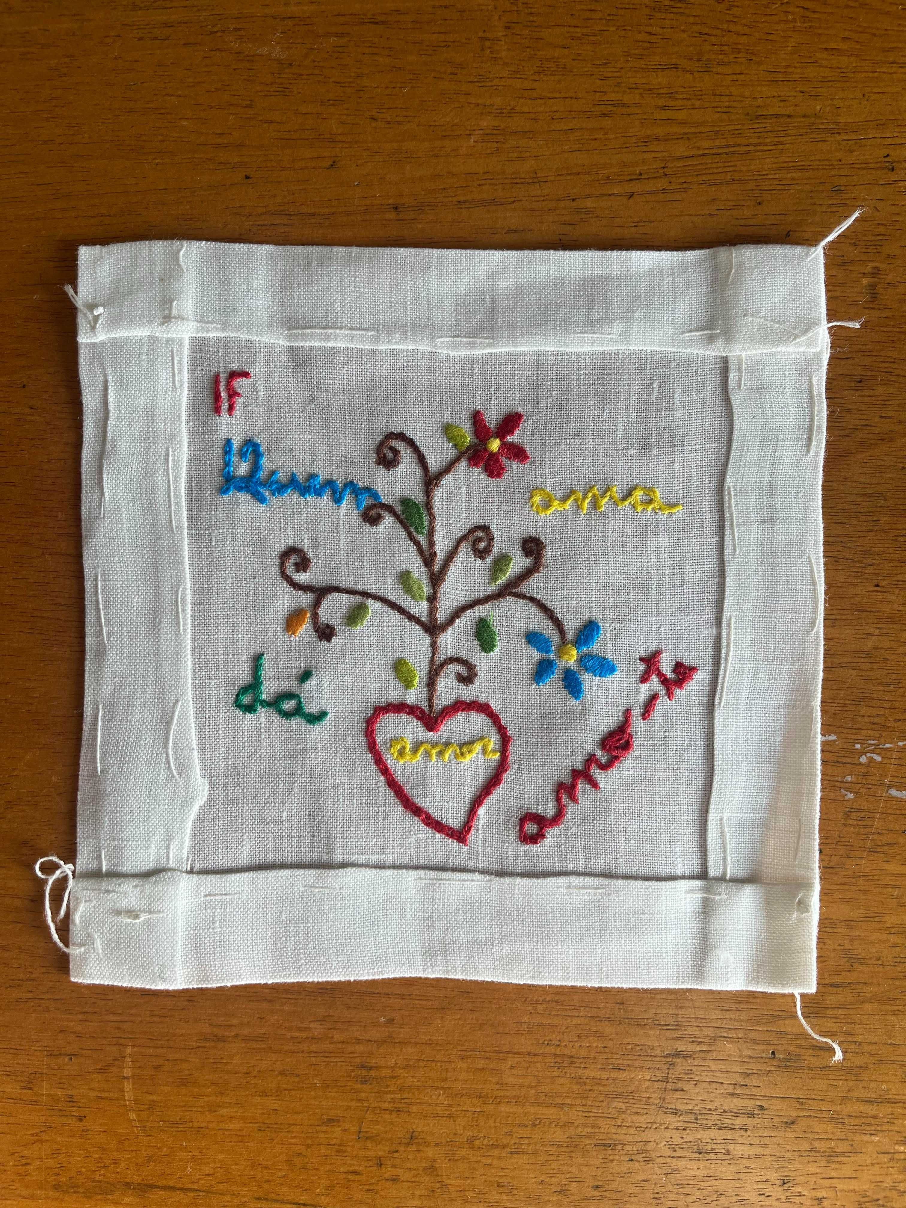 Coleção de 5 Lenços de Namorados 15x15cm em linho, para emoldurar