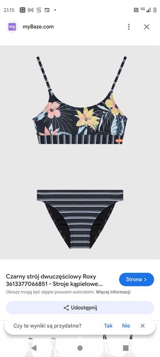 Strój kąpielowy  Roxy 14 lat strój kąpielowy dwuczęściowy