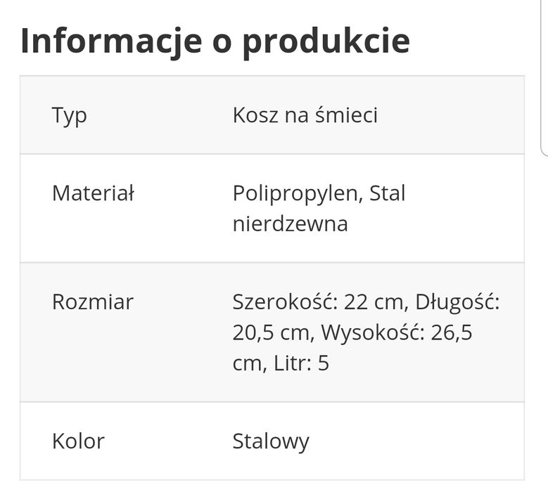 Kosz metalowy na śmieci 5L