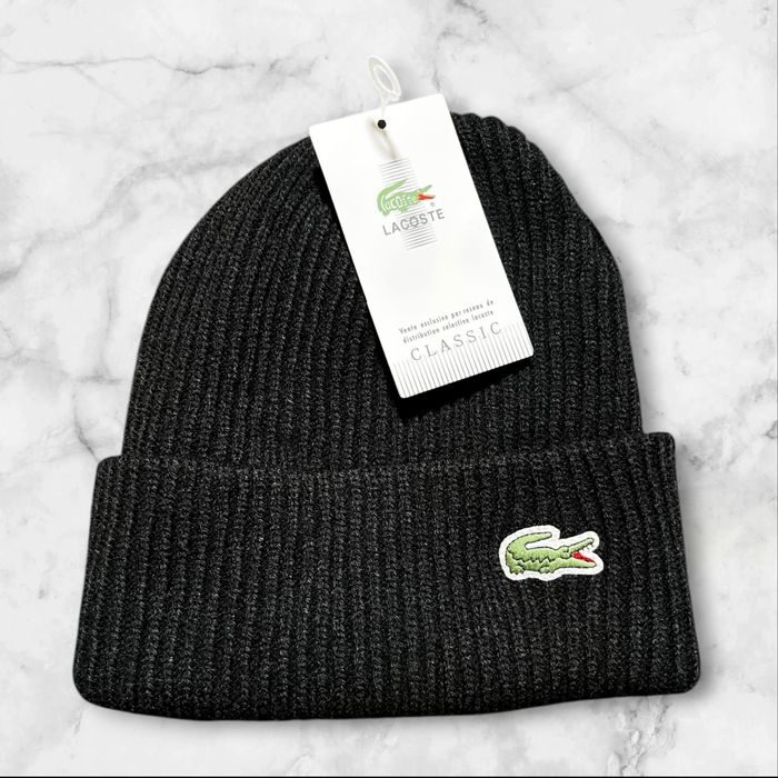 Lacoste – Czapka Beanie, czarna, Nowa z Metką