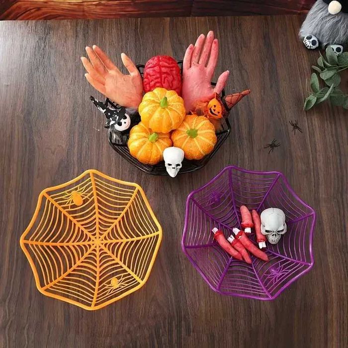 Koszyk na słodycze Halloween Miska Na Cukierki Ozdobna Pajęczyna