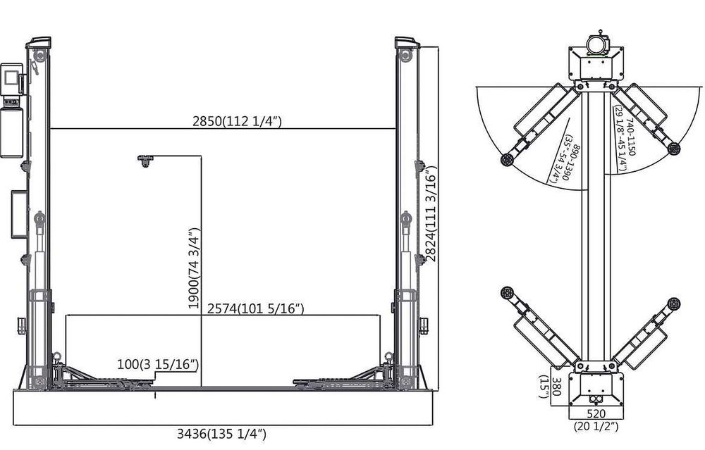 Podnośnik dwukolumnowy samochodowy automatyczny ETGE-7224E
