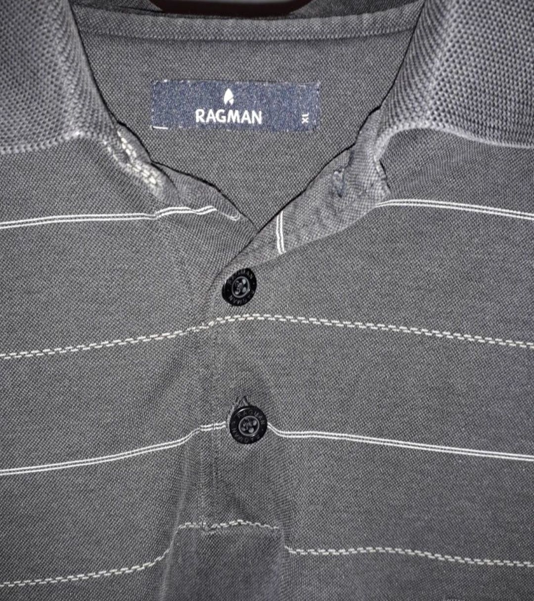 Szara bluzka męska w poziome pasy XL
