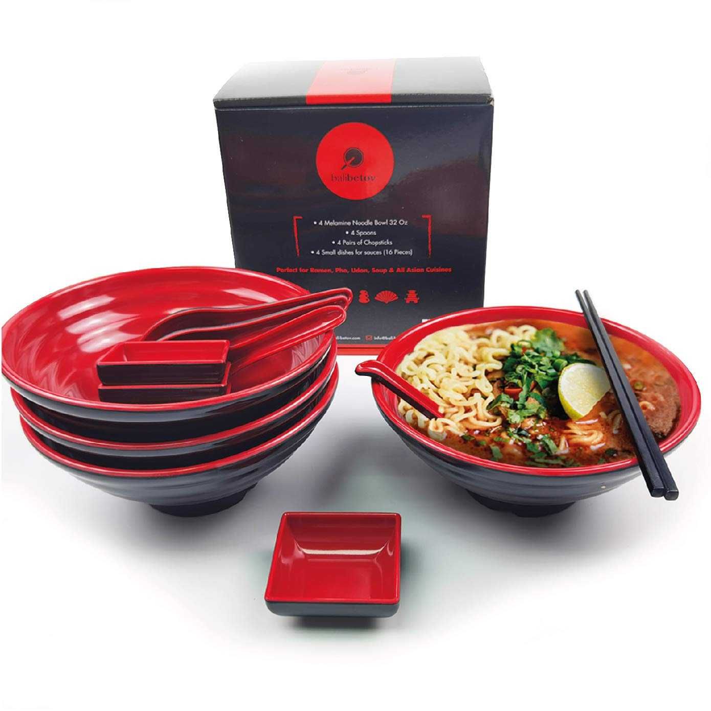 Miska Ramen Zestaw Ramen Mix 4 Miski, 16 Elementow