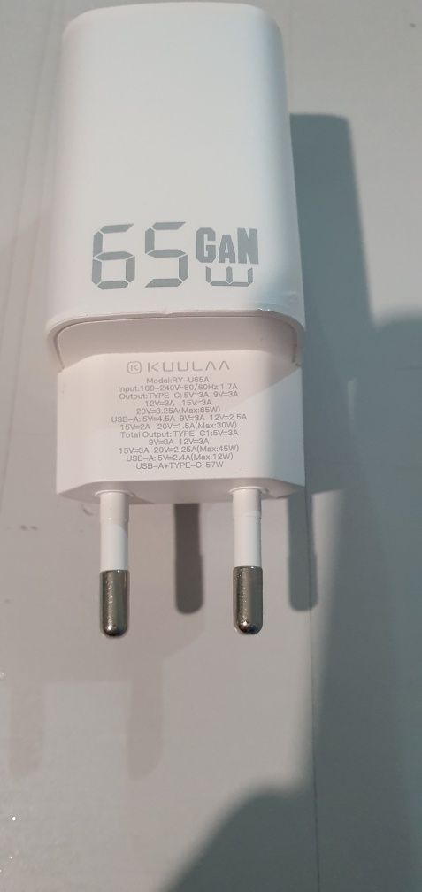 Зарядний пристрій KUULAA GaN Quick Charger 65W