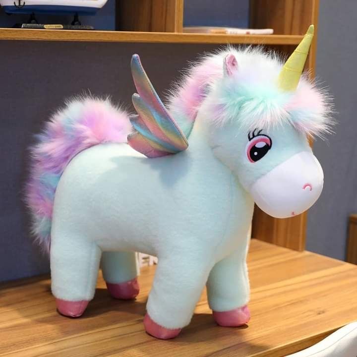 Peluche unicórnio com asas de arco-íris NOVO