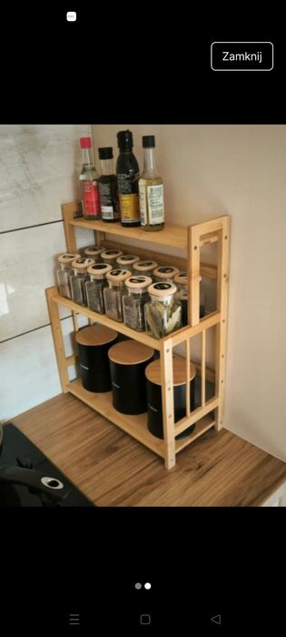 Organizer Na Blat Kuchenny Bambusowy Stojak 3 Półki Do Kuchni Na Kawe