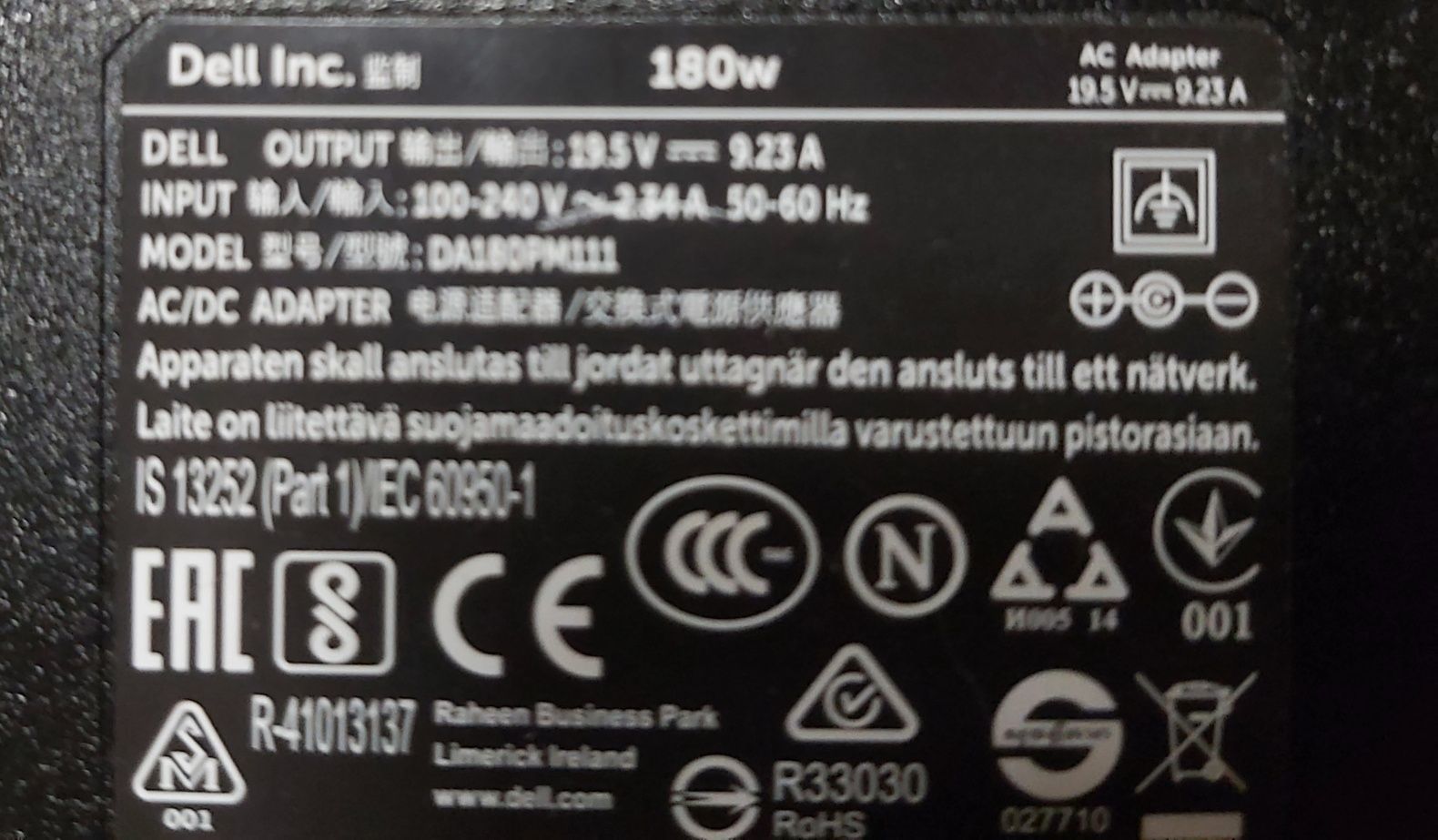 Carregador Original Dell 180W