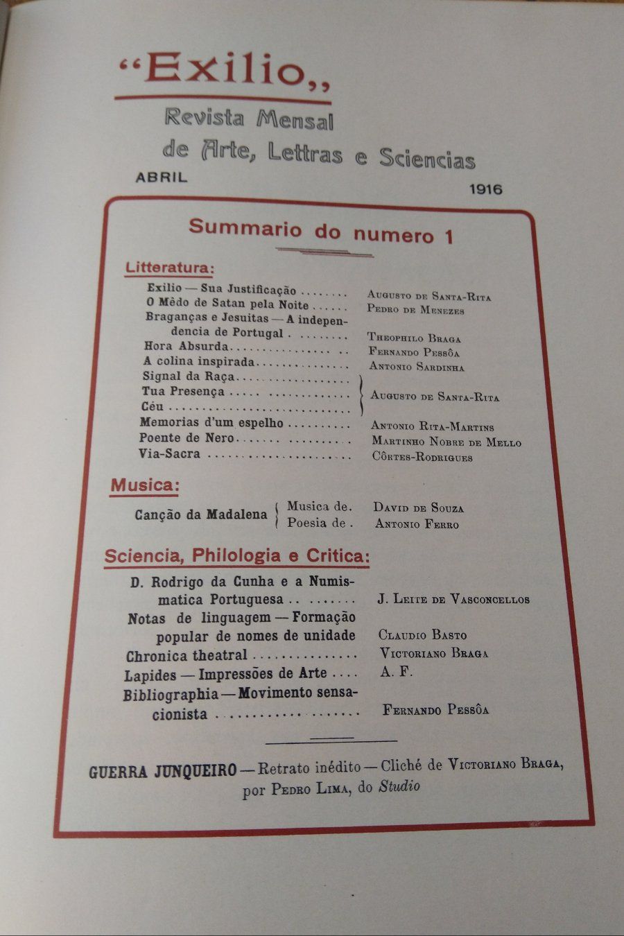 Exílio Revista Mensal Nº1 Facsimile