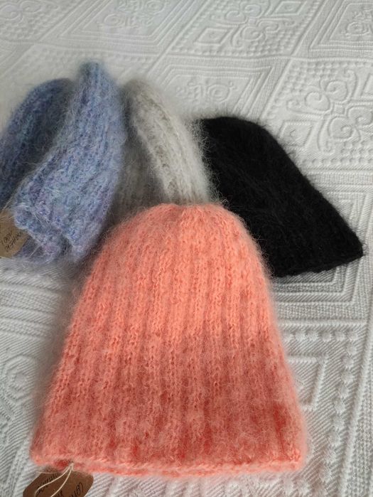 Czapka moher ręczna robota