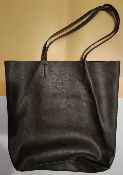 Skórzana torebka Medicine ciemno szara shopperka 41x41cm