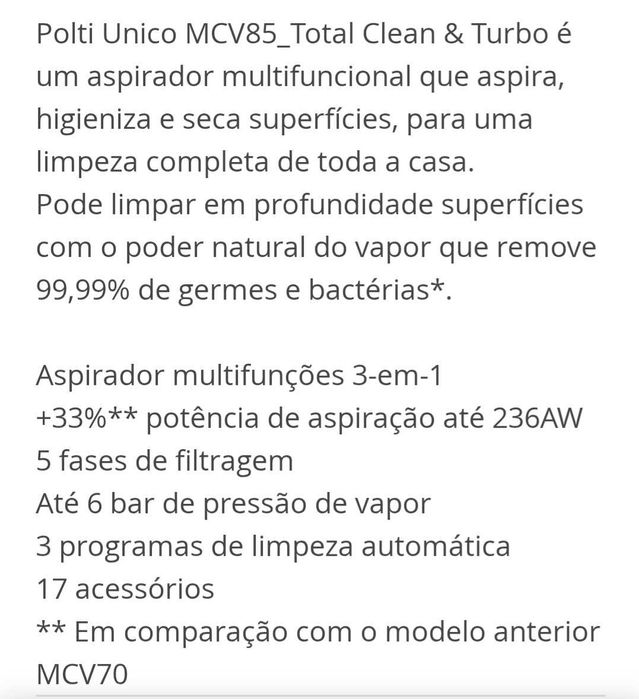 Aspirador Polti UNICO