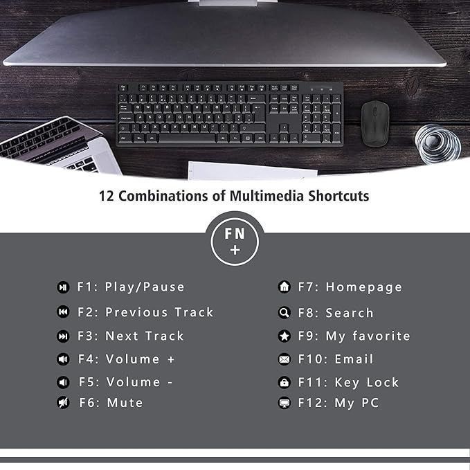 Seenda K041 Zestaw Klawiatura I Mysz Bezprzewodowa Usb Qwerty Uk