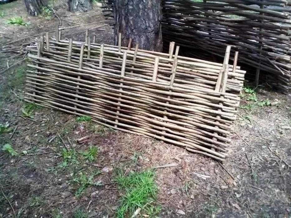 Плетеный забор в Киеве, Лещина, тин Декоративный забор, тын, плетень