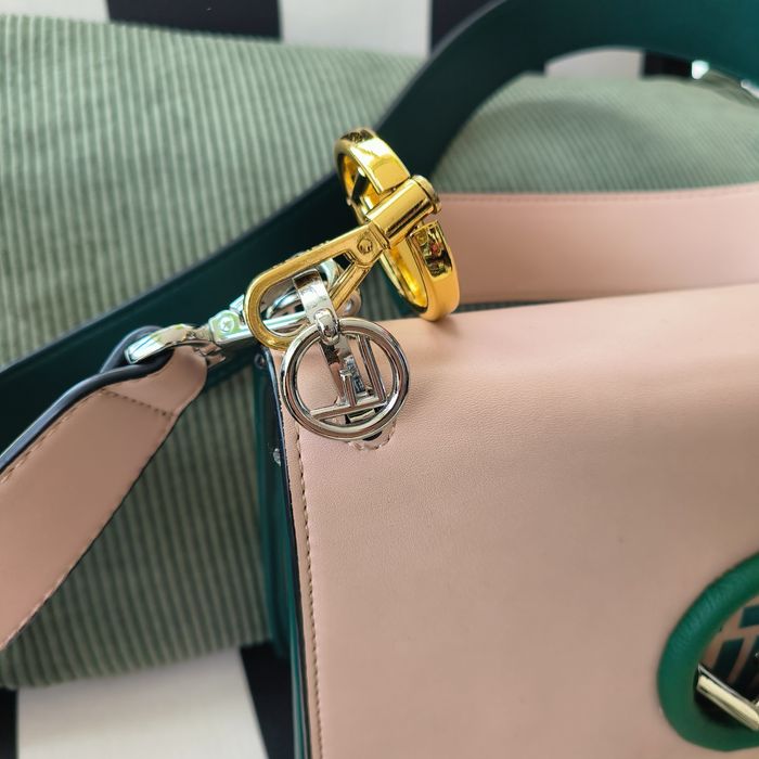 Double leather logo fendi bag