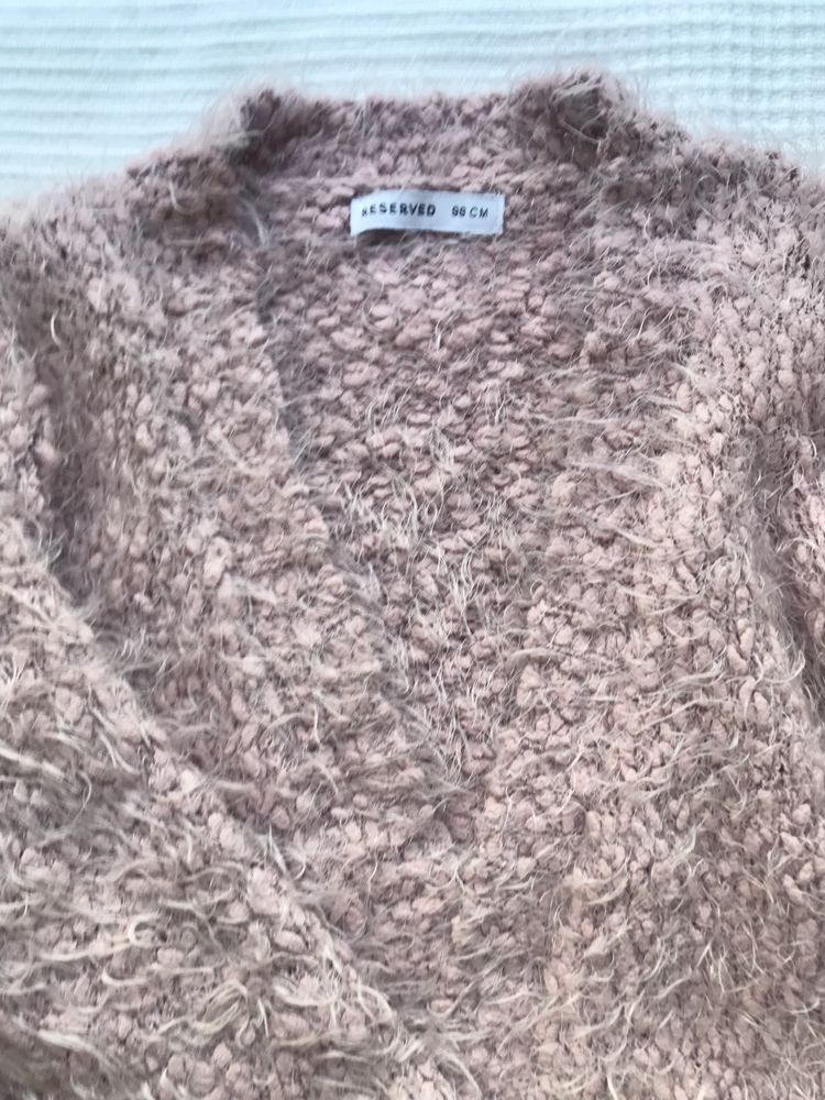 Sweter kardigan Reserved 98/104 pudrowy róż milutki