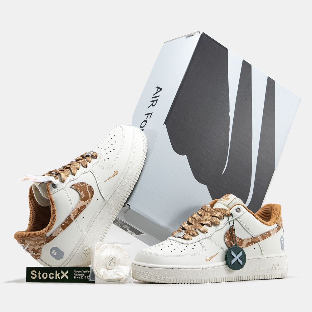 Кросівки Чоловічі Nike Air Force 1 x BAPE White Beige Premium