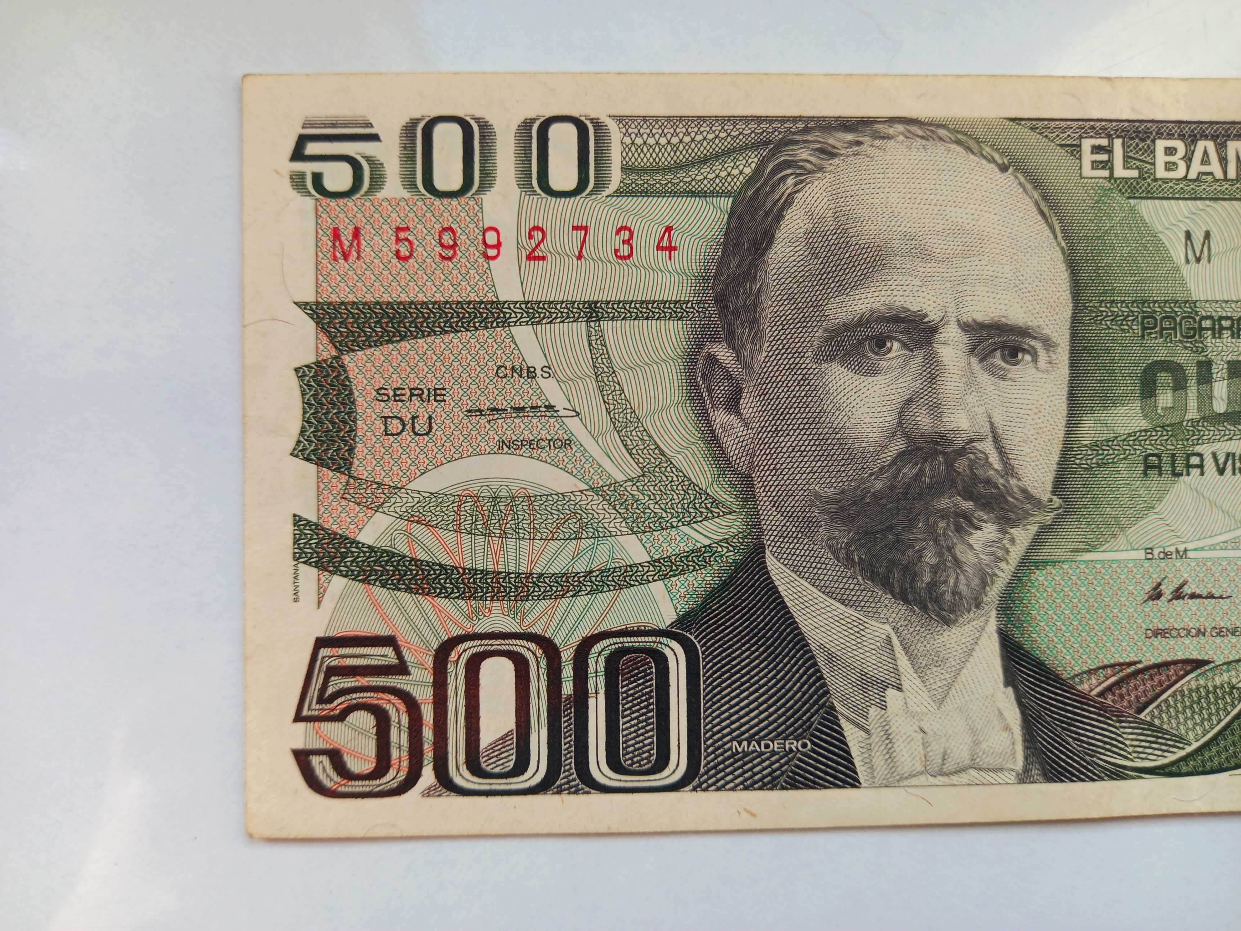 Banknot banknoty 3 Pesos Kuba 500 Pesos Mexico 2 szt.