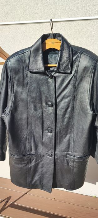 czarna kurtka katana płaszcz skórzana naturalna skóra oversize