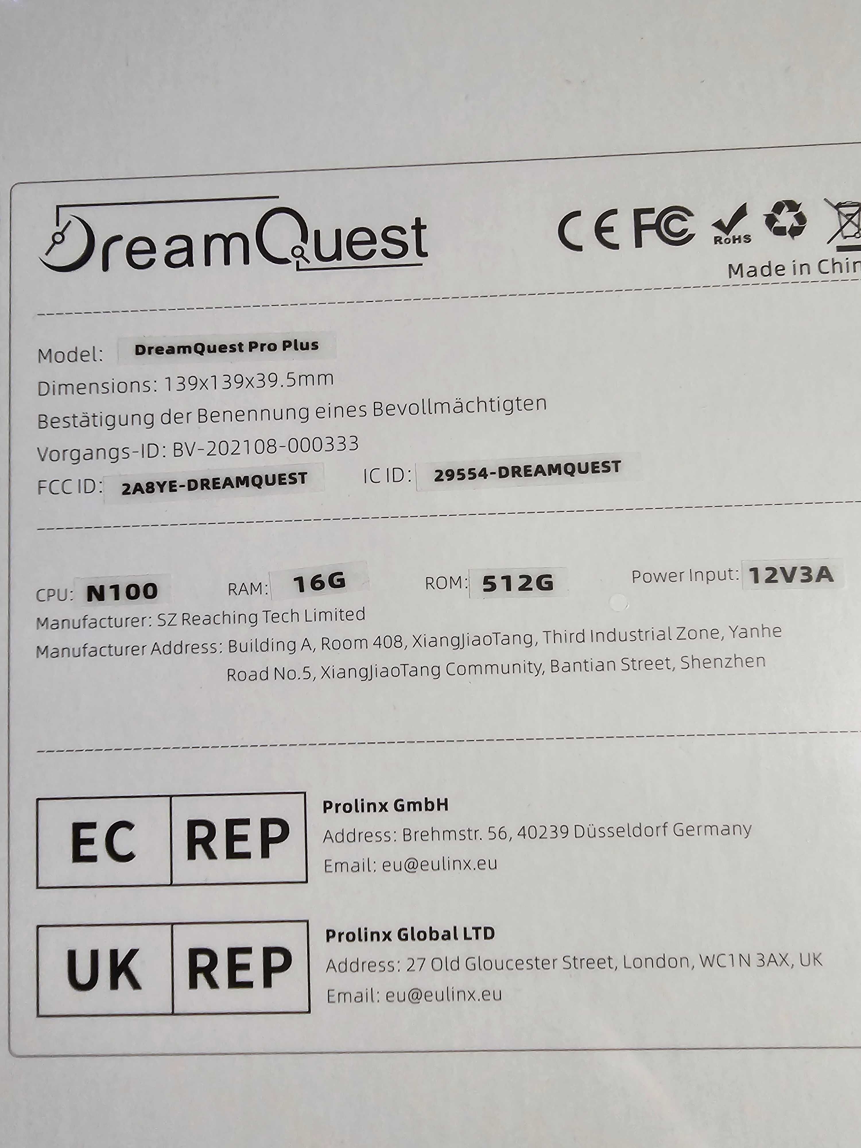 DreamQuest Mini PC z systemem Windows 11 Pro, Intel N100