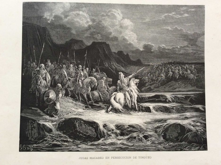 Judas Macabeo en persucion de Timoteo. Estampa do século XIX