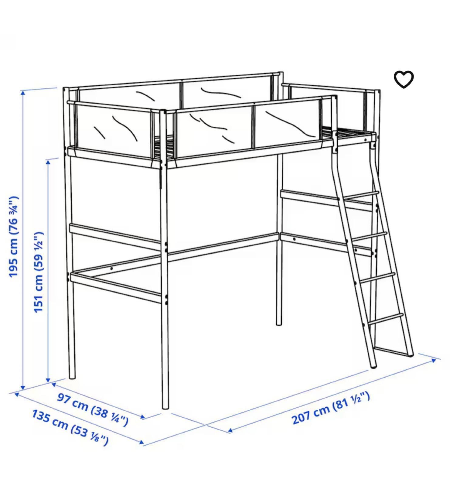 VITVAL łóżko na antresoli 90x200 ikea