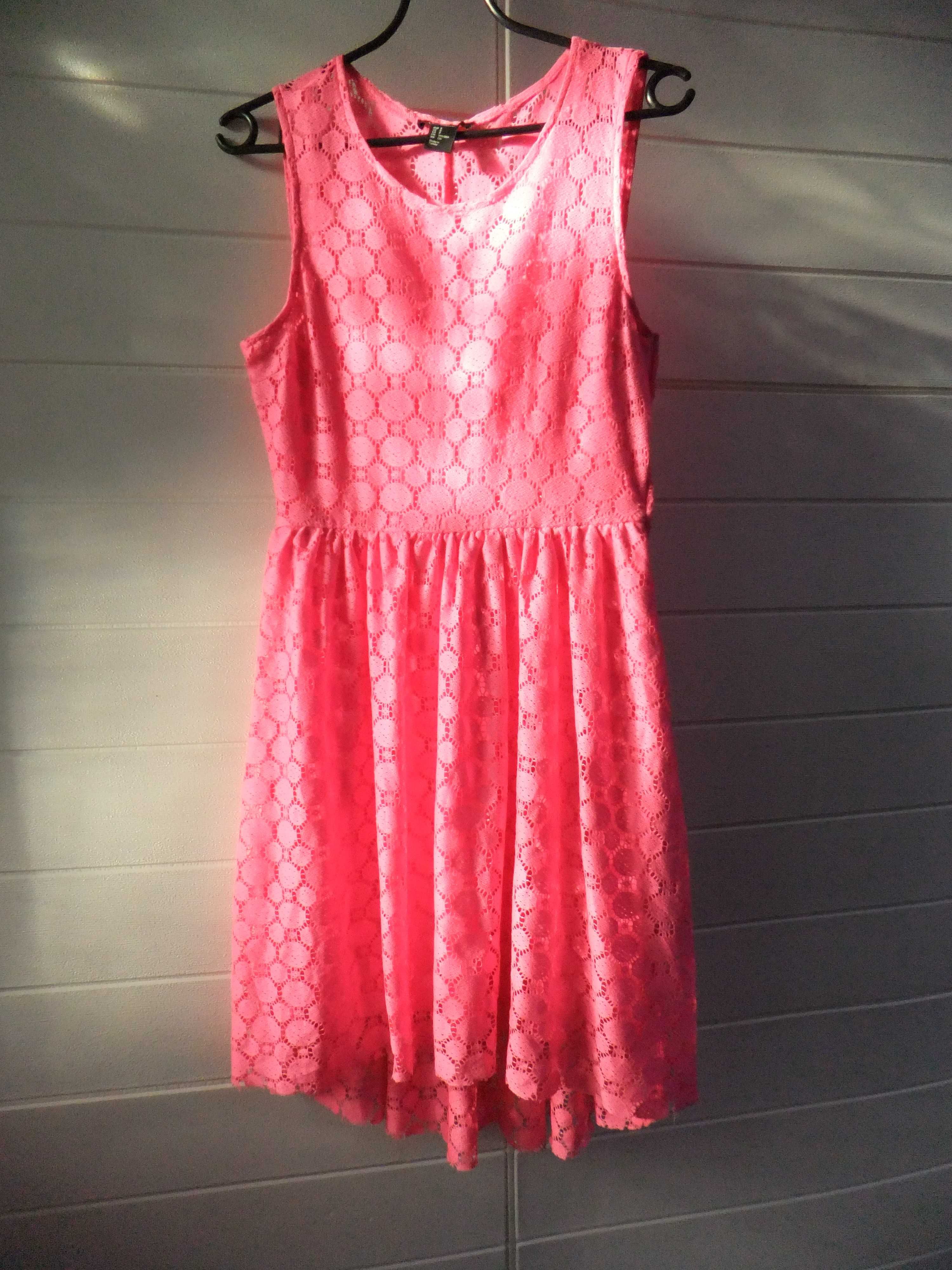 Sukienka H&M róż koronka różowa rozm.S 36/38