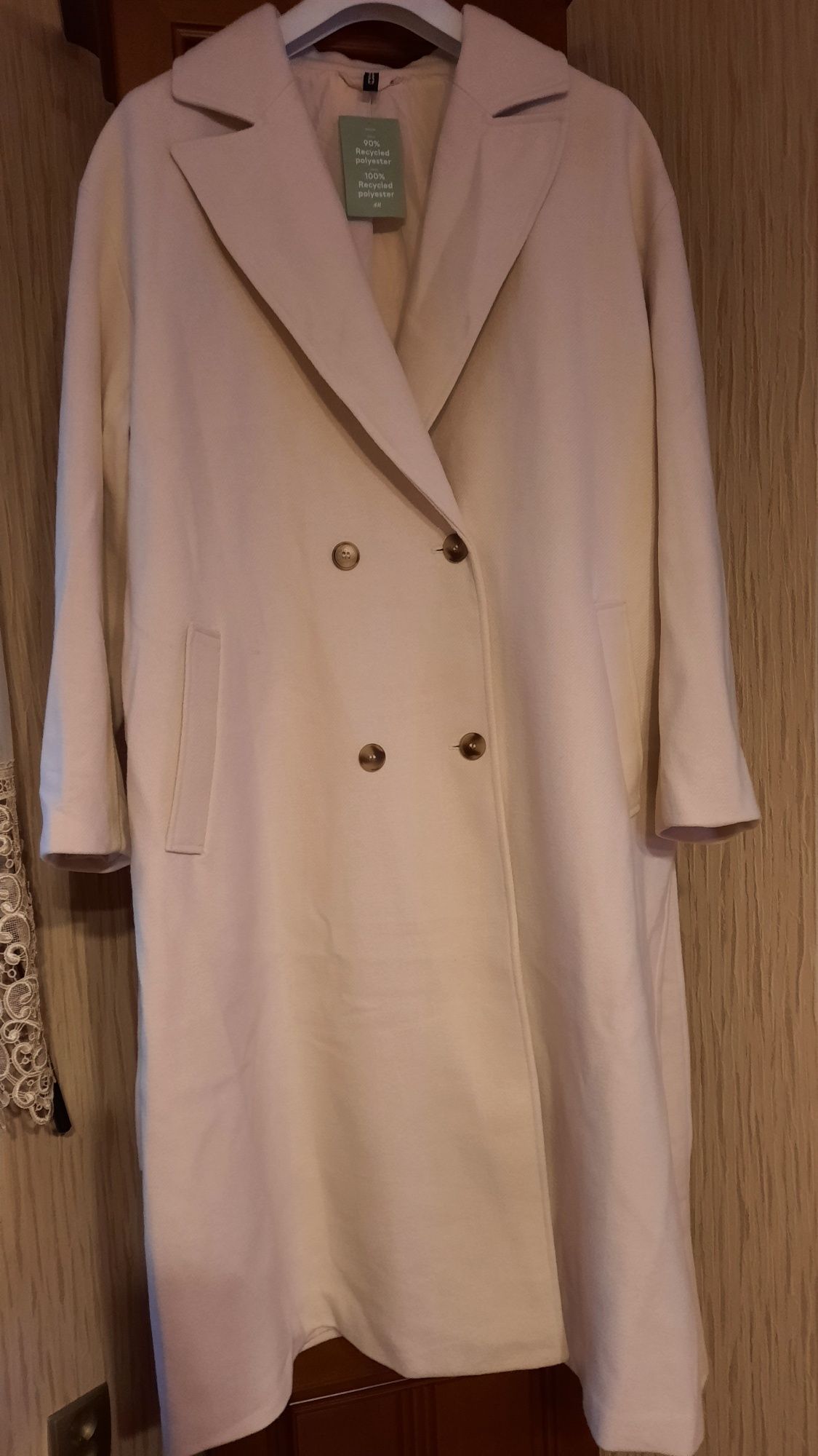 Plaszcz h&m kremowy  dlugi 42 -44 -46 -48