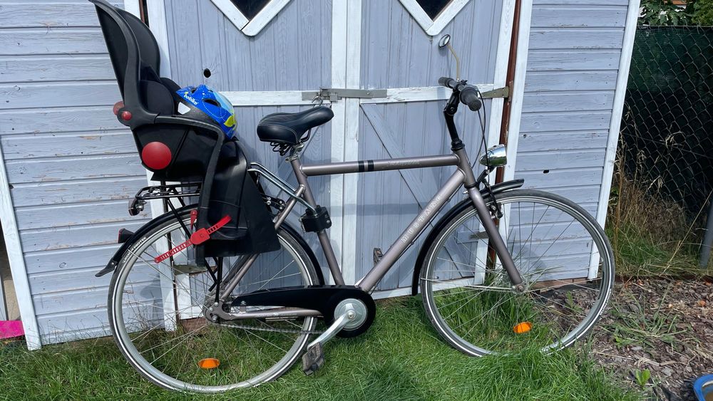 Rower męski 28" + fotelikiem + kask