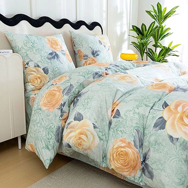 Pościel 160x200/3 części komplet poszewki 70x80 satynowa Maria kwiaty