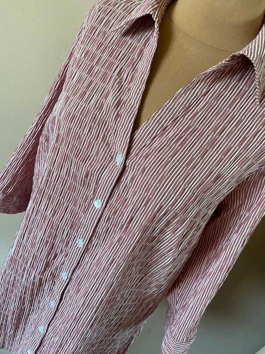 Ulla popken koszula marszczona paski czerwone tekstura xxxl 42 44