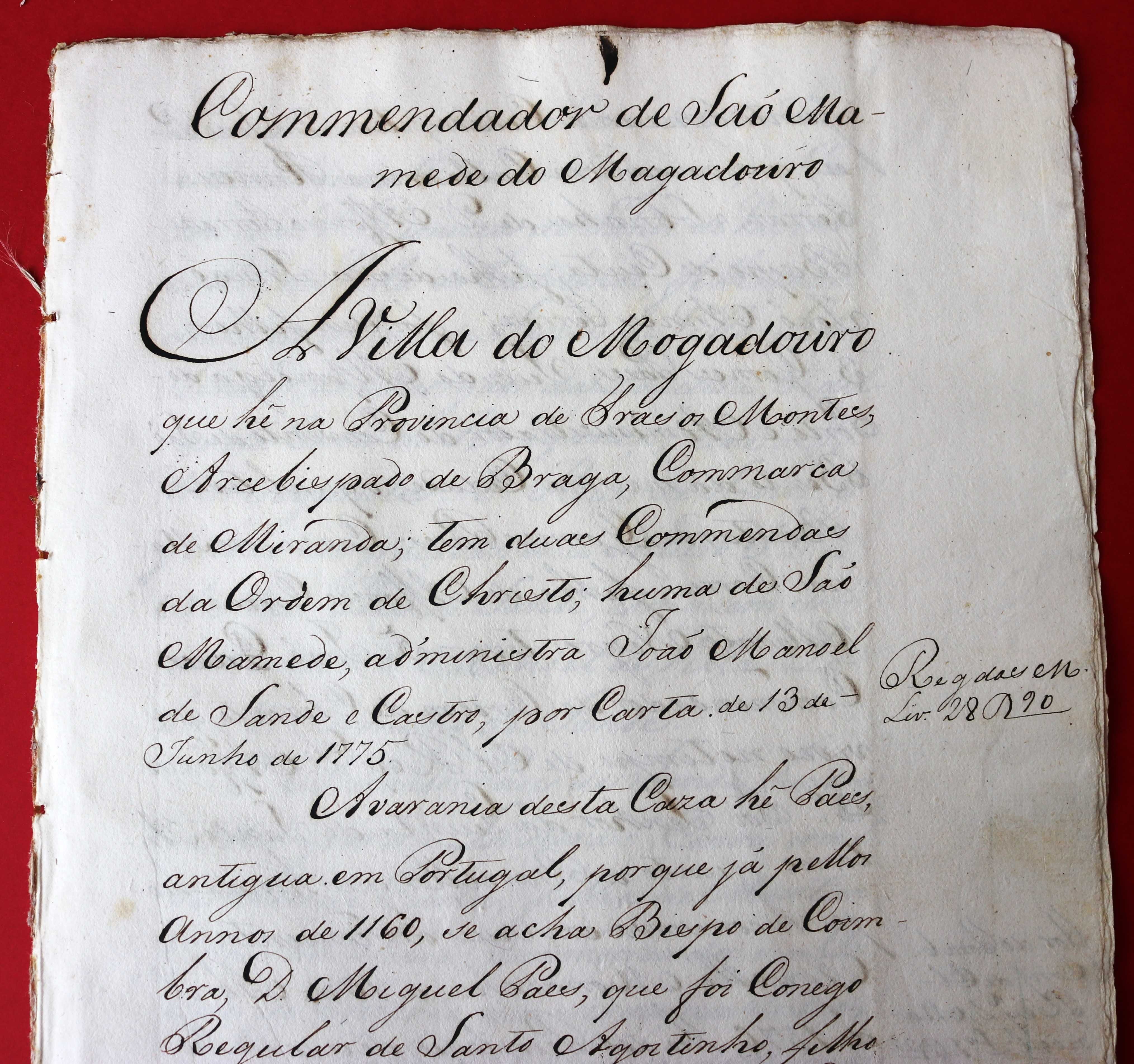 Comendadores de São Mamede do Mogadouro 1775 Ordem de Cristo