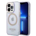Etui Guess Gold Outline Translucent MagSafe na iPhone 14 Pro - purpuro