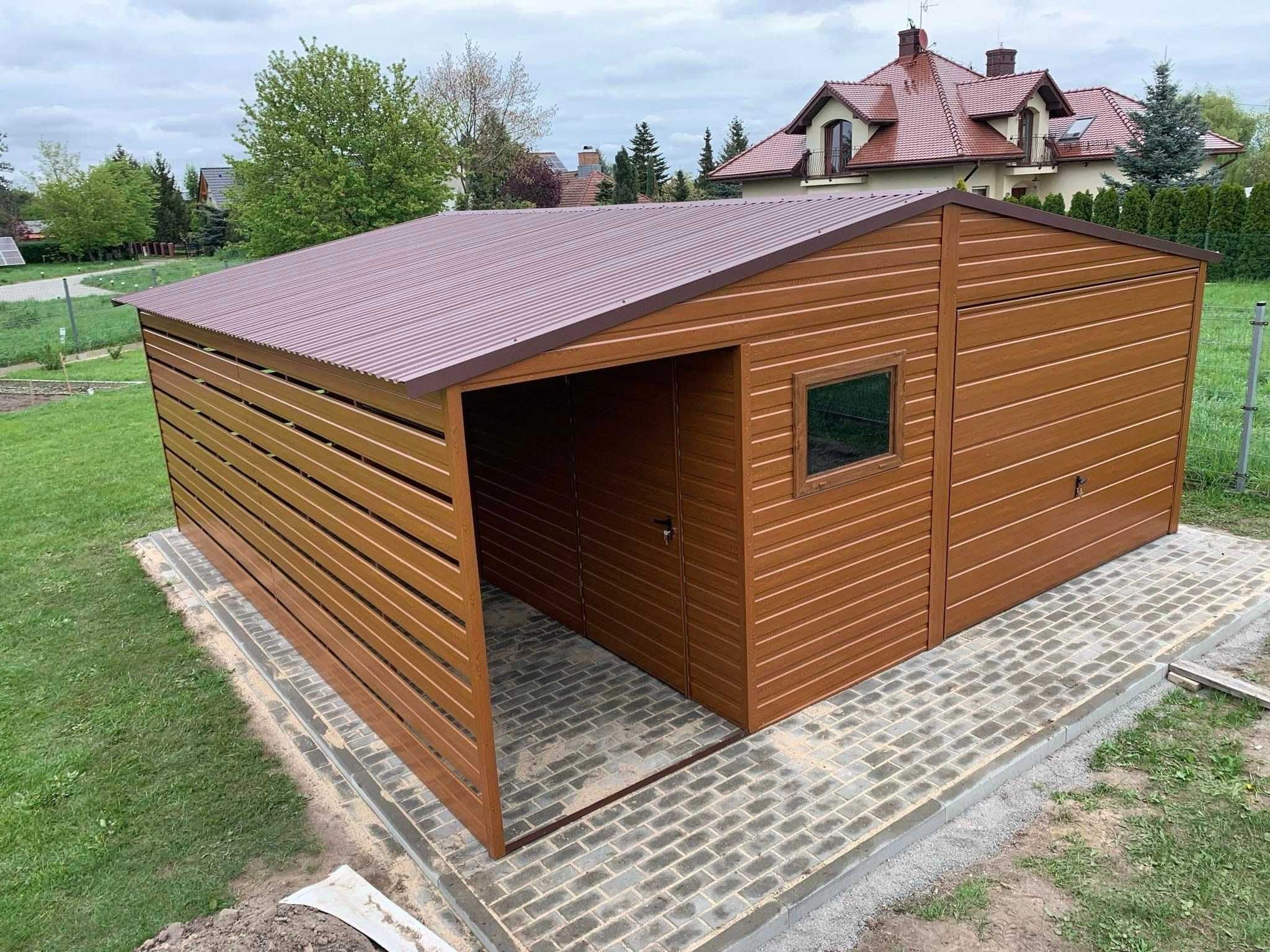 Garaże,garaż blaszany 6x5.6x6 wzmacniany struktura drewna PROMOCJA