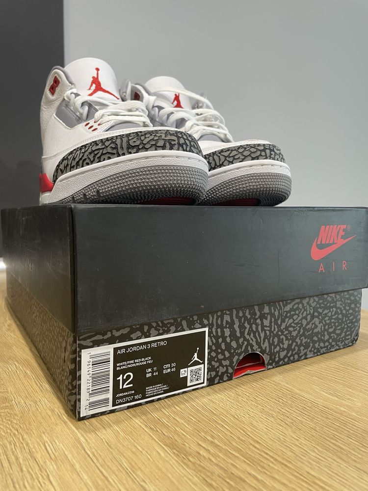 Nike Air Jordan Retro 3 Fire Red 2022 | 12US/46EUR/30CM