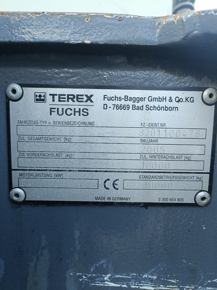 Fuchs mhl 320, terex, maszyna przeładunkowa