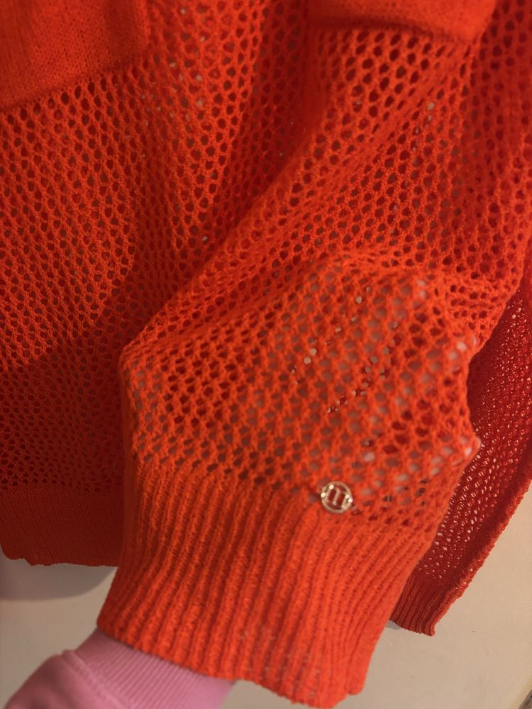 Sweter siateczkowy pomarańczowy Monnari