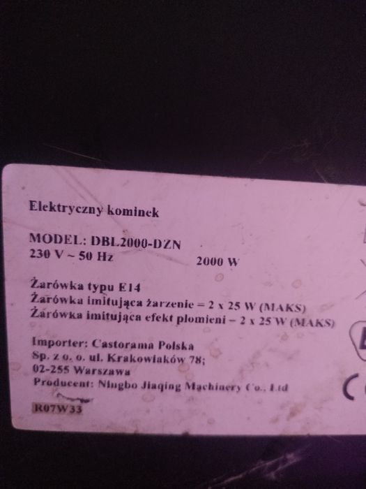 Grzejnik elektryczny -kominek