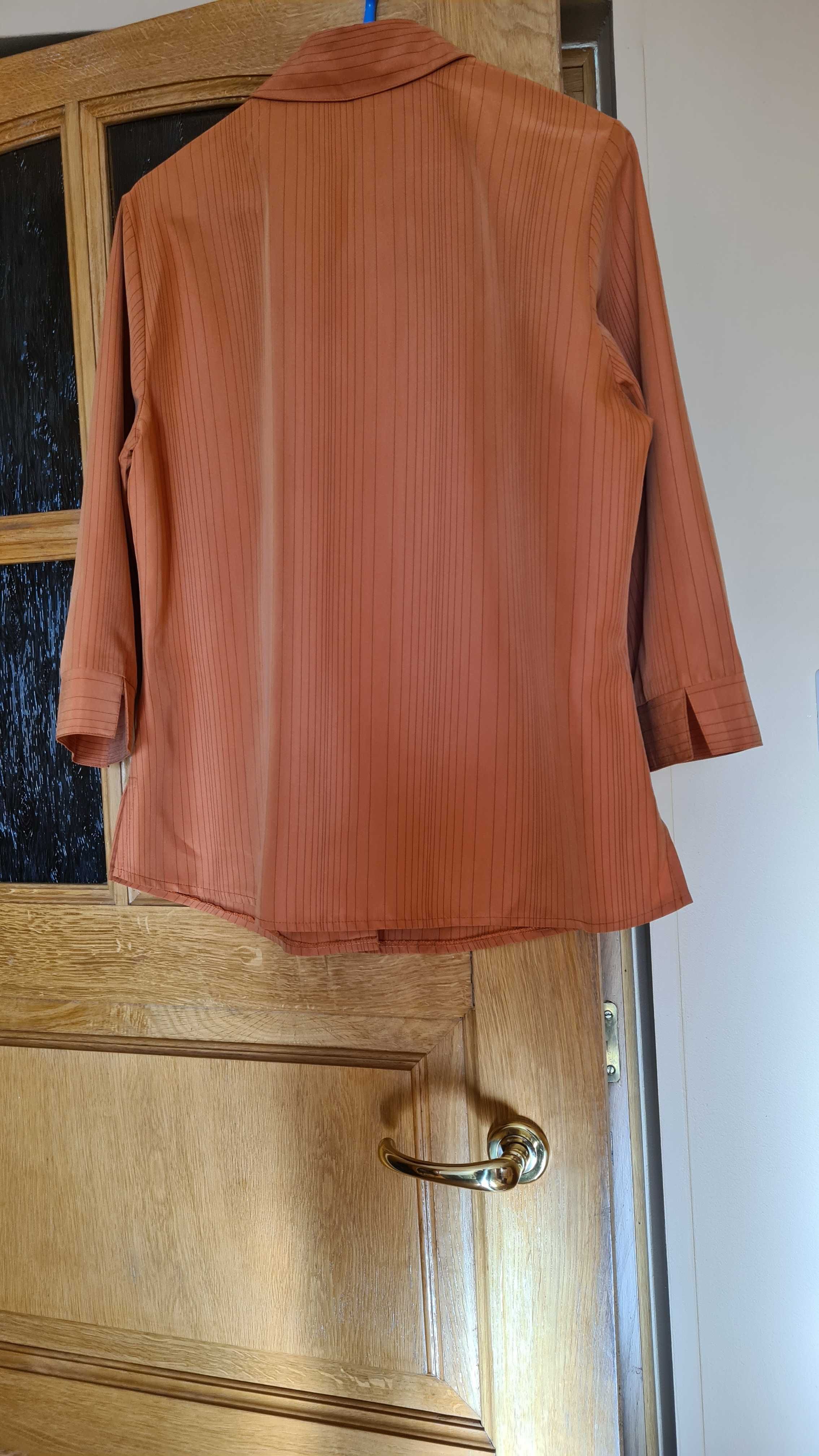 Pomarańczowa bluzka w drobne paseczki, rozmiar 40, C&A.
