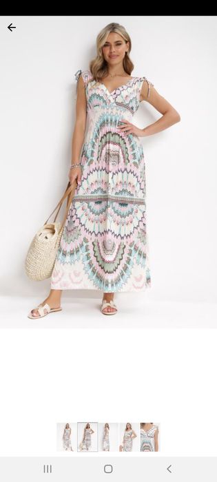 Wiskozowa sukienka długa ze wzorem maxi