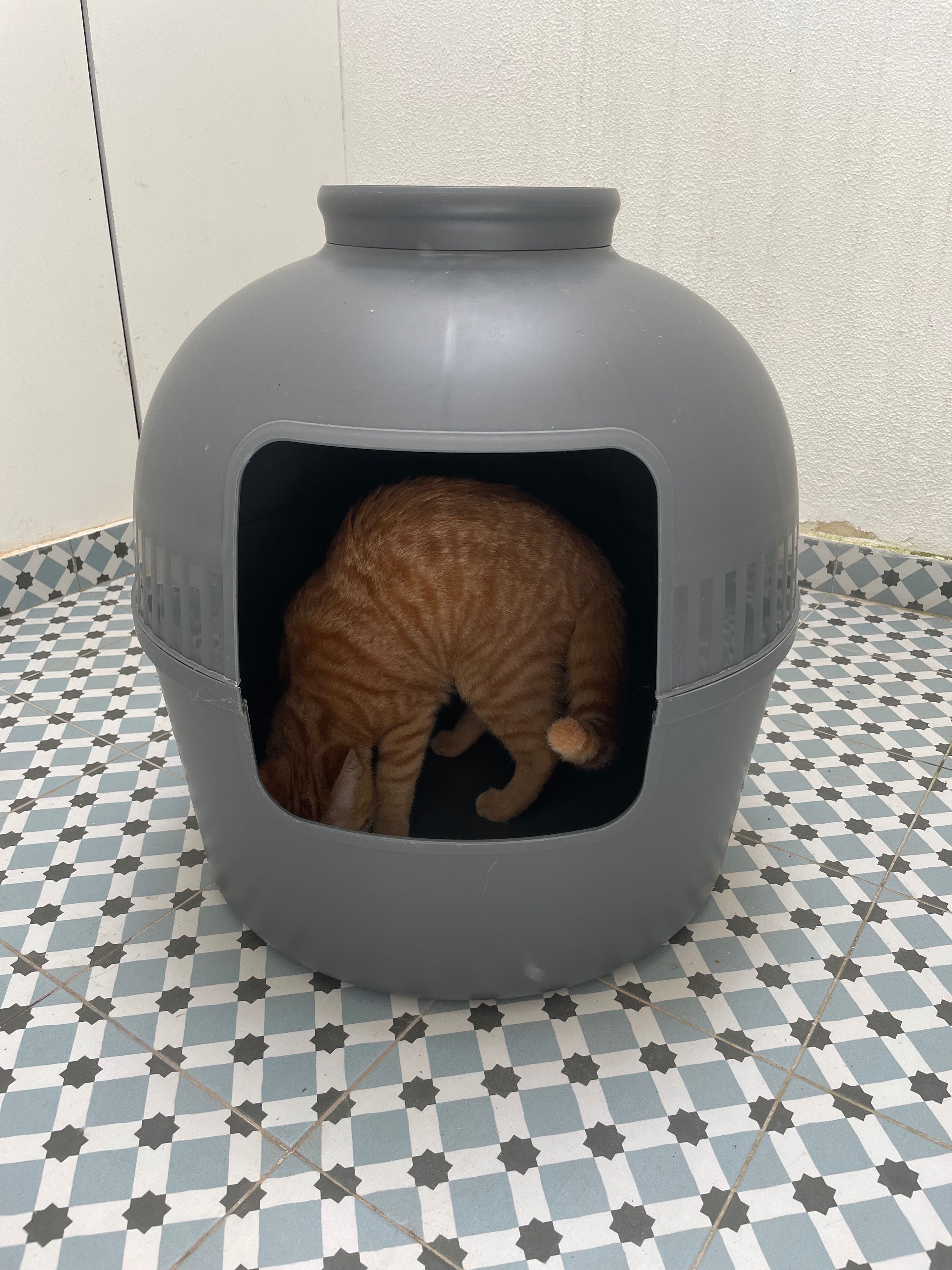 Caixa de Areia para gatos em forma de Vaso, cinza escuro, XXL