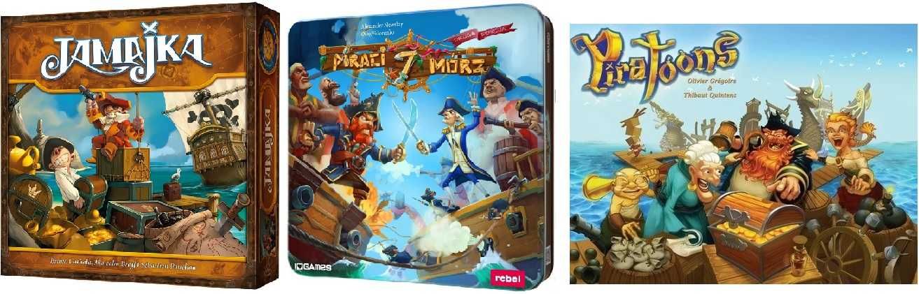 3pak: Piraci 7 Mórz + Piratoons + Jamajka gra planszowa (nowa) (folia)