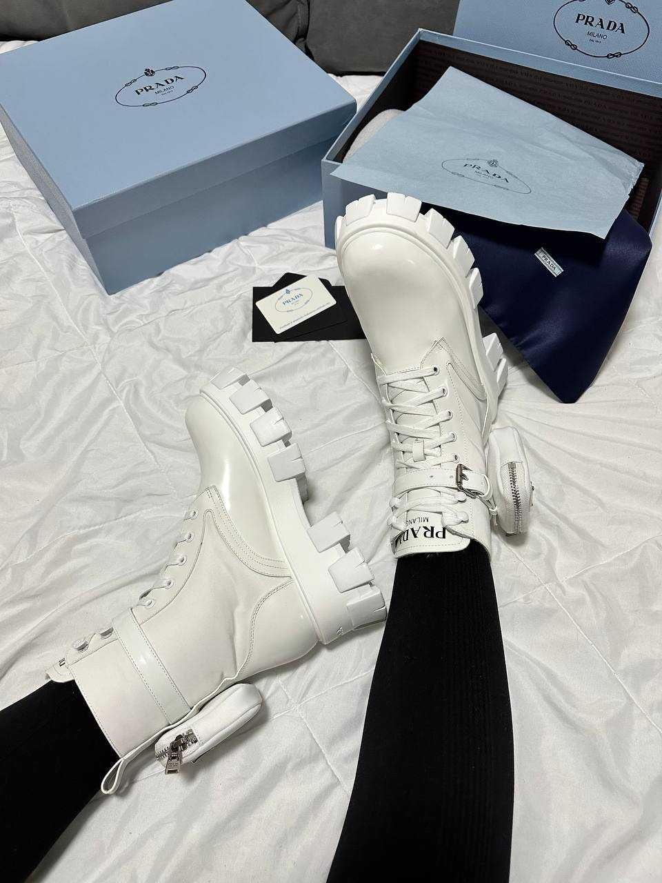 Prada Boots Premium Zip Pocket White 157