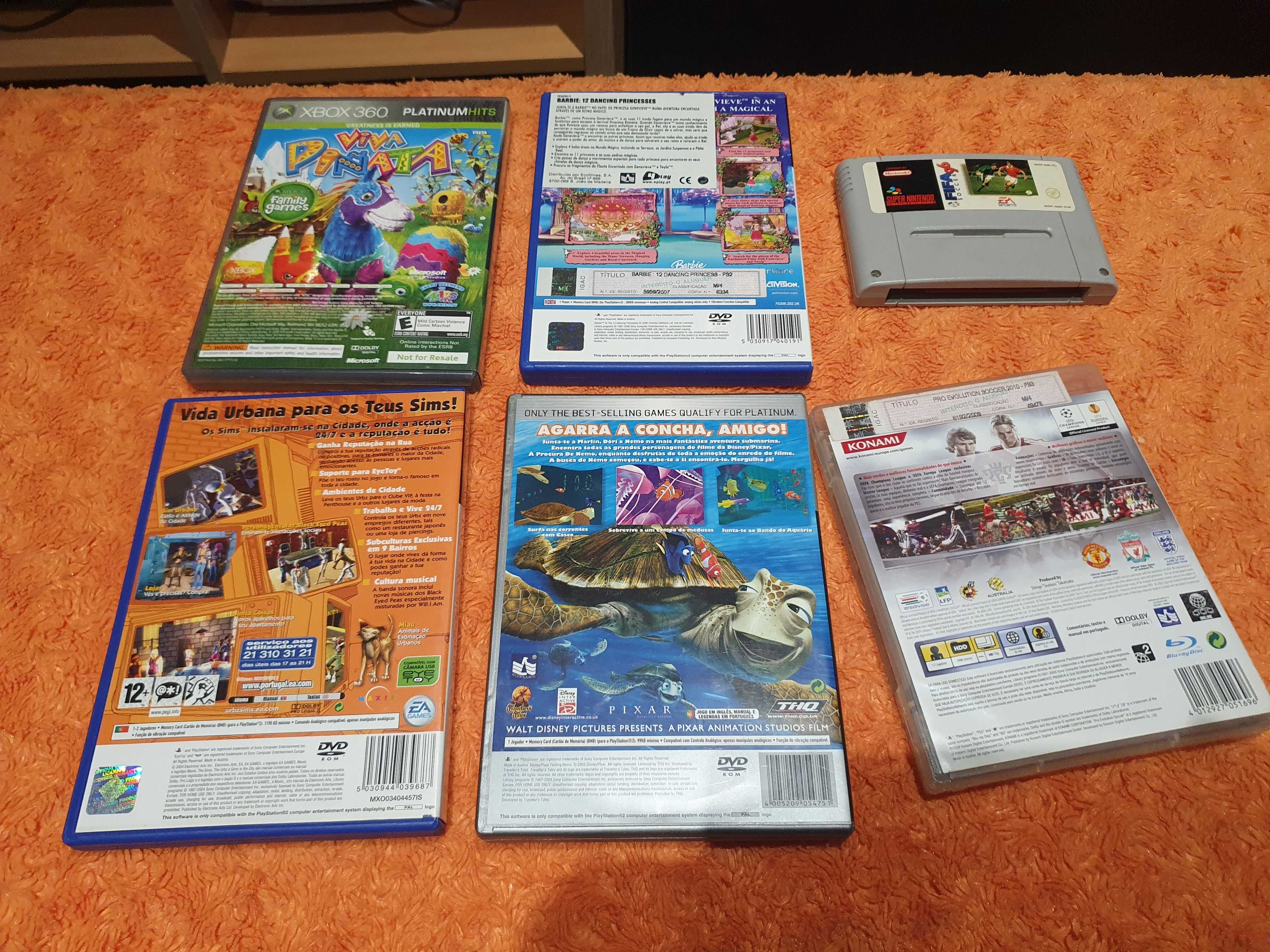 Conjunto de jogos variados completos (PS2 / XBOX 360 / SNES)