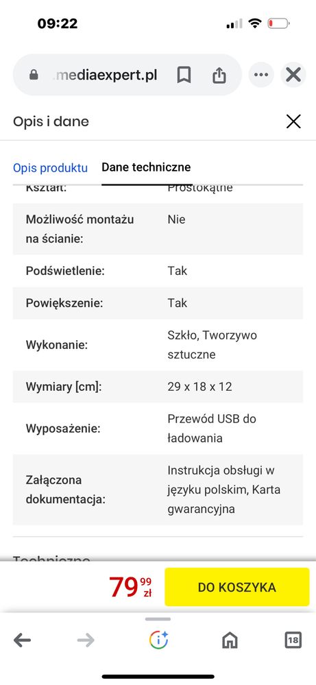 Lusterko lustro led Grundig toaletka makijaż prezent komunia urodziny