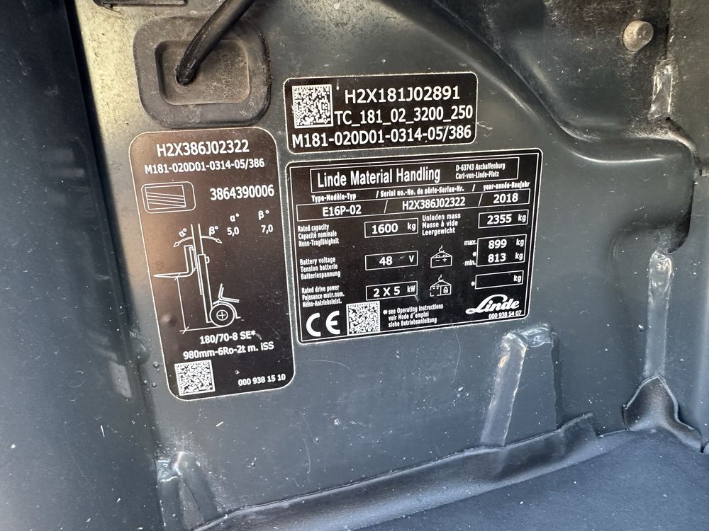 Linde E 16P-02 електричний навантажувач