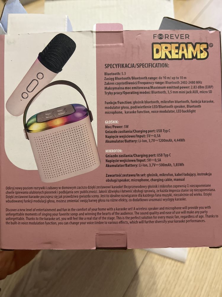 Głośnik led karaoke mikrofon dla dzieci forever