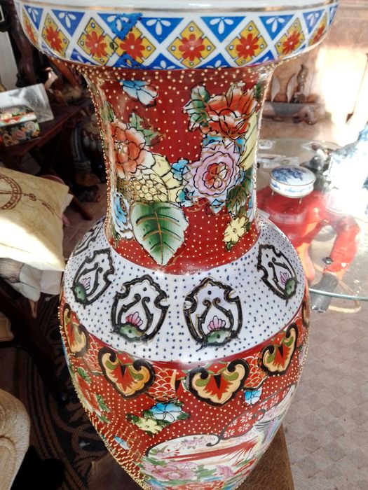 jarrao chines pintura manual  em relevo