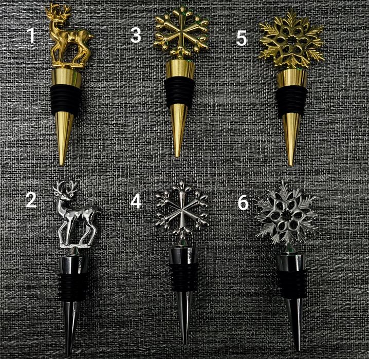 Korki do wina świąteczne na prezent kolor srebrny lub złoty