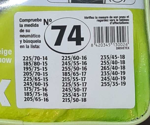 Correntes texteis de neve Drivetex número 74